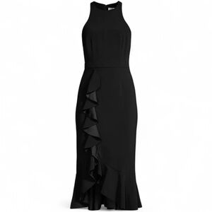 NWT LIKELY Tay Sleeveless Cascade Ruffle Cocktail Dress In Black MSRP $248